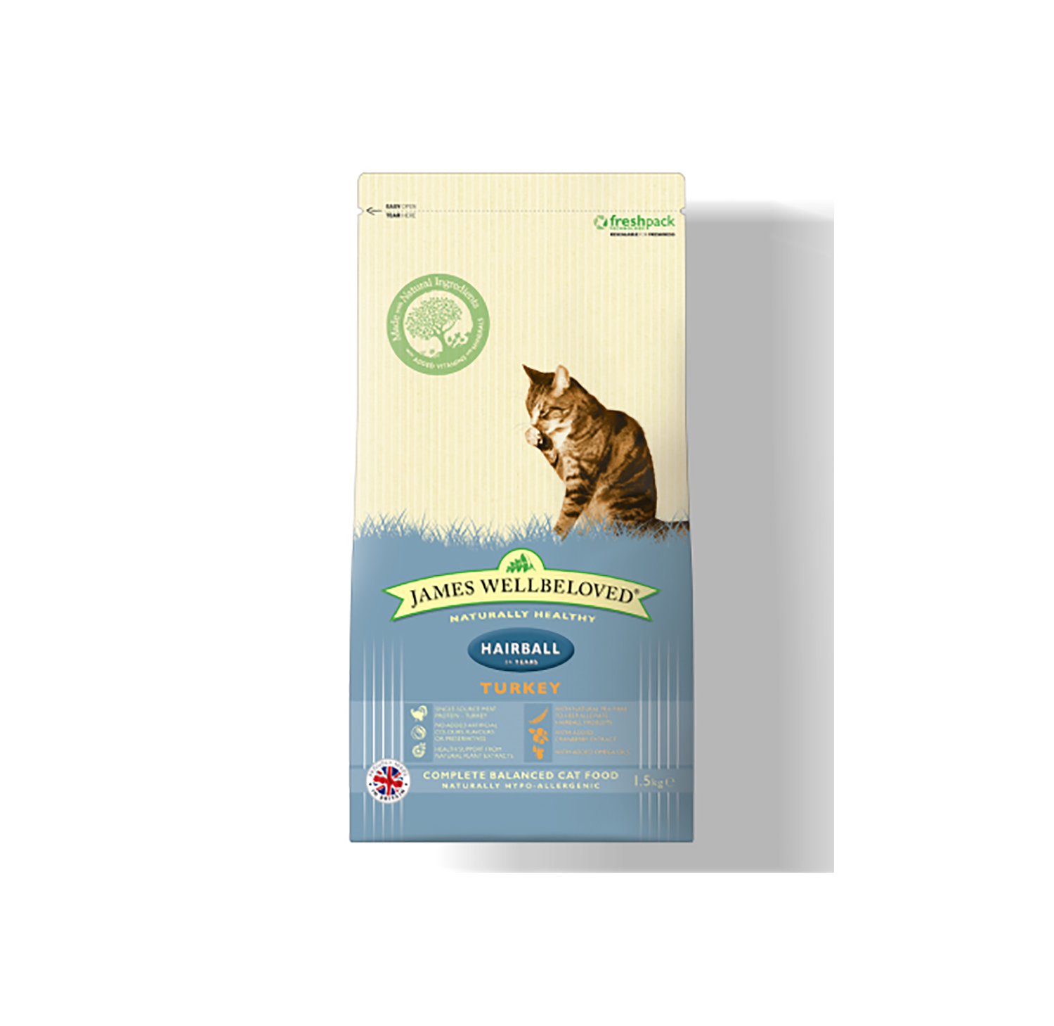James Wellbeloved Cat Hairball Turkey & Rice 1.5kg • Homeleigh