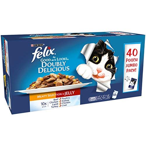 Felix Jumbo Pack Doubly Delicious Meaty Selection 40 x 100g