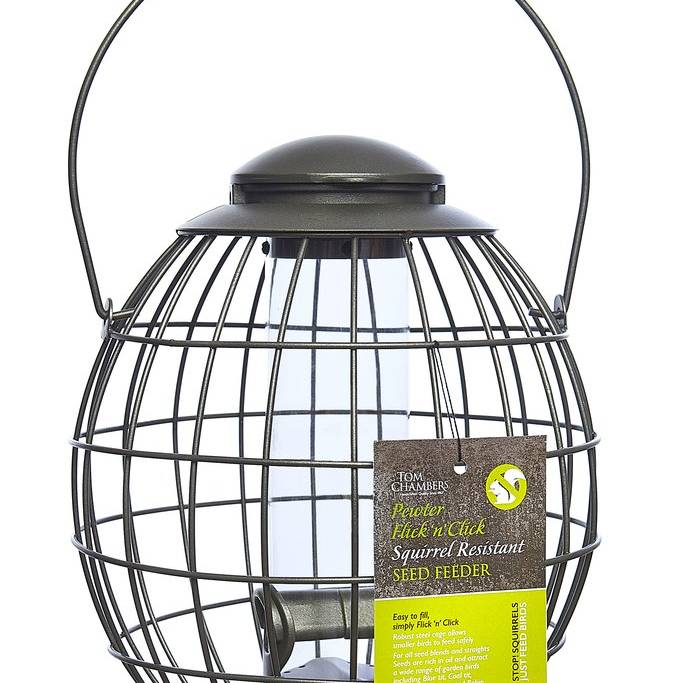 Tom Chambers Pewter Flick 'n' Click Squirrel Resistant Seed Feeder