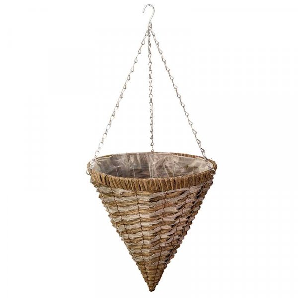 S/G 14” Raffina Faux Rattan Cone Hanging Basket • Homeleigh Garden Centres