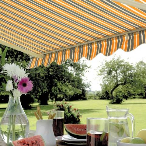 Sun Shade Awning 2.5m x 2m Yellow and Grey Striped