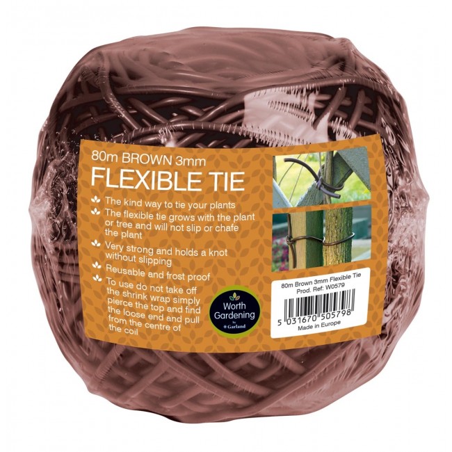 Garland 80m Flexible Tie Brown 3mm