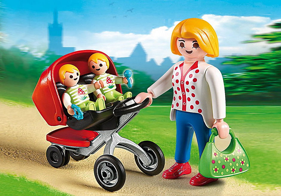 PLAYMOBIL 5573 CITY LIFE MOTHER WITH TWIN STROLLER 