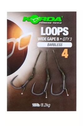 Korda Loops Wide Gape B Size 4 Barbless 