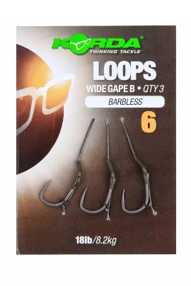 Korda Loops Wide Gape B Size 6 Barbless 