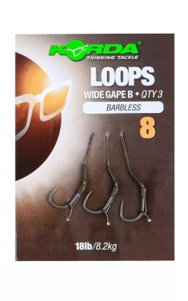 Korda Loops Wide Gape B Size 8 Barbless 