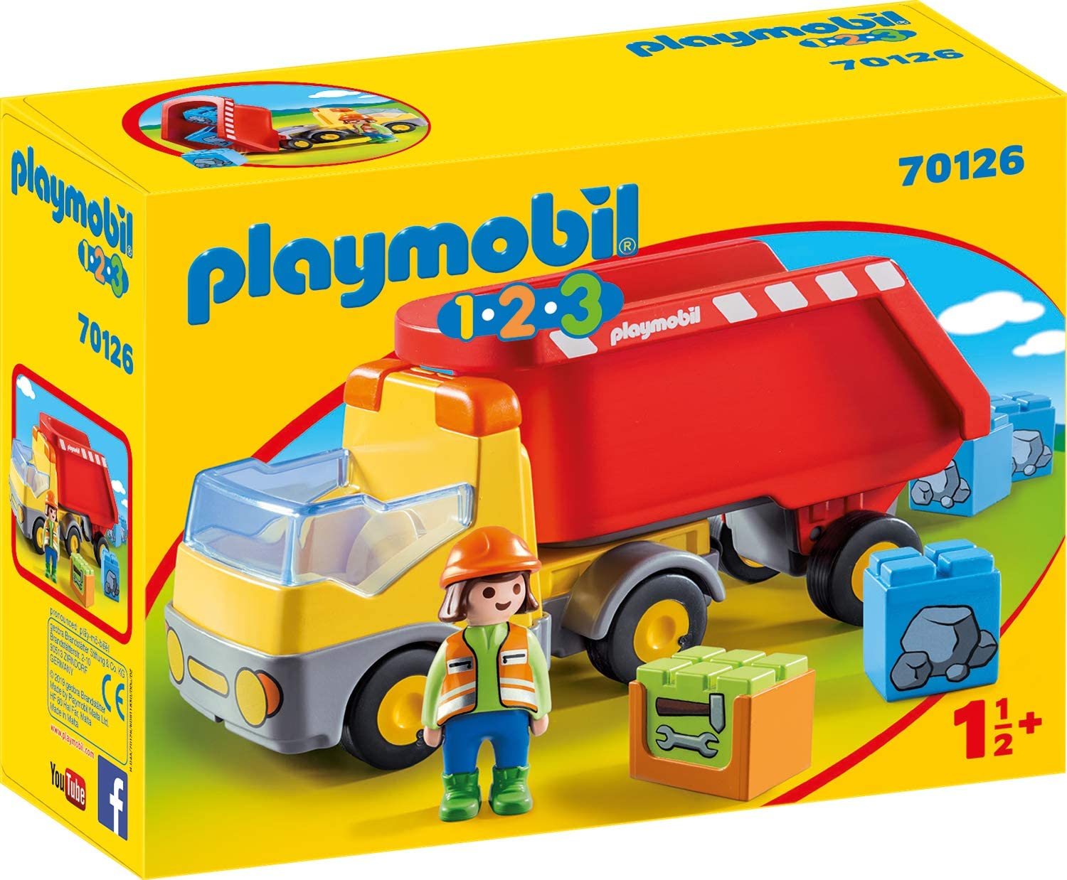 PLAYMOBIL 70126 1.2.3 DUMP TRUCK FOR CHILDREN 18 MONTHS+