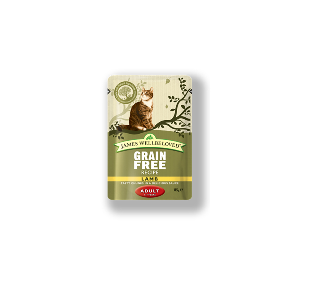 James Wellbeloved Cat Adult Wet Pouch Grain Free Lamb 85g • Homeleigh Garden Centres