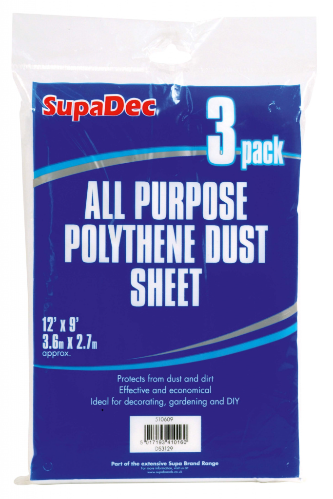 SupaDec All Purpose Polythene Dust Sheets 12' x 12'