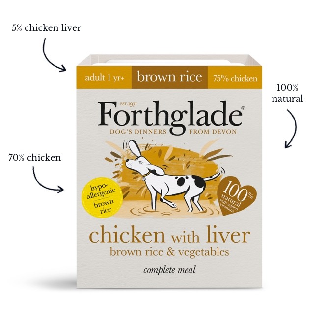 Forthglade Complete Adult Chicken with Liver, Brown Rice & Veg 395g