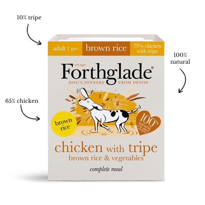 Forthglade Complete Adult Chicken with Tripe, Brown Rice & Veg 395g