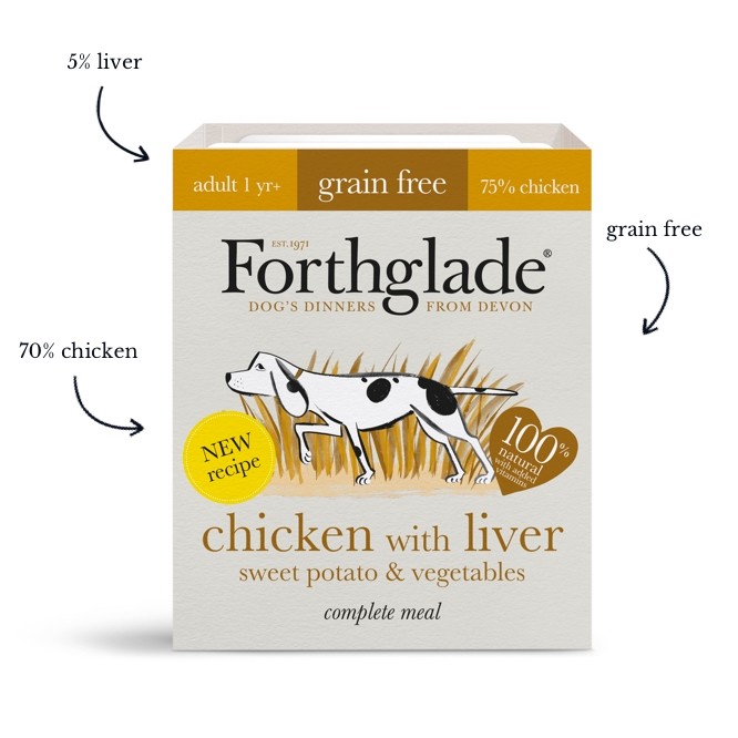 Forthglade Complete Adult Chicken with Liver & Sweet Potato & Veg Grain Free 395g