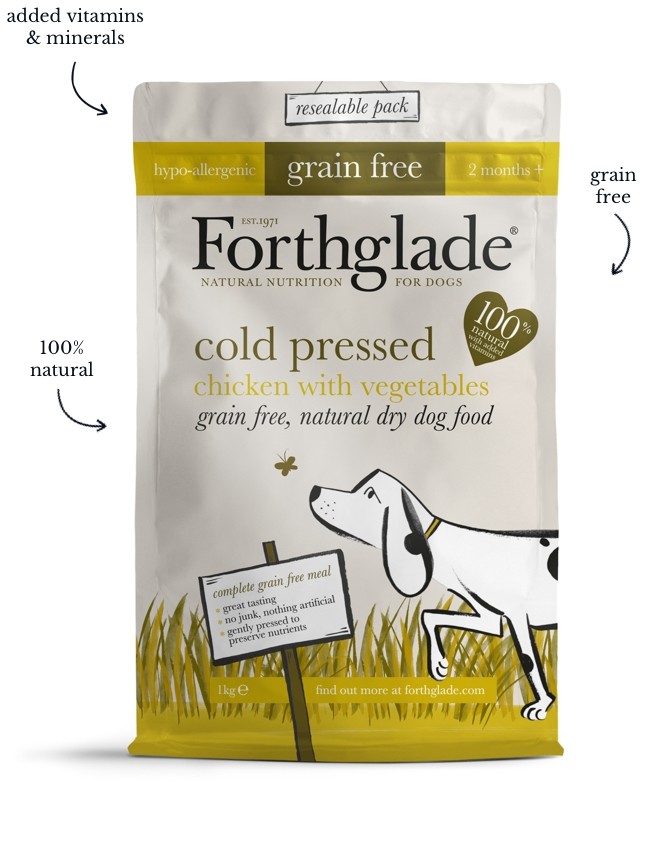 Forthglade Dog Cold Pressed Dry Dog Food Chicken Grain Free 1kg