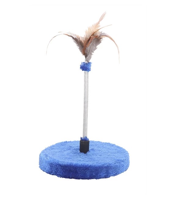 Cat Circus Blue Feather Spring Toy 22cm