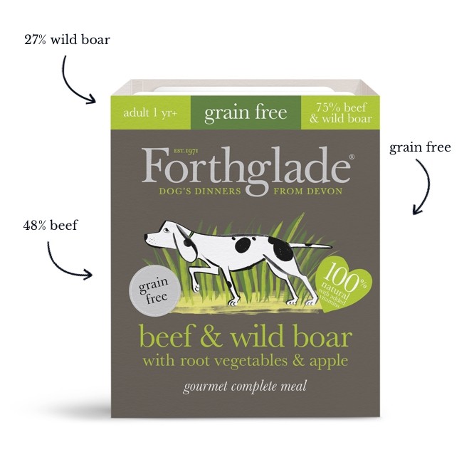 Forthglade Gourmet Grain Free - Beef & Wild Boar with Root Vegetables & Apple 395g