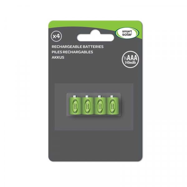 Smart Solar 1/3 AAA Rechargeable Batteries 80mAh (4pk)