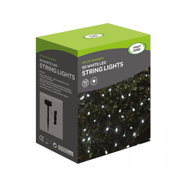 Smart Garden 50 Solar LED String Lights - Cool White