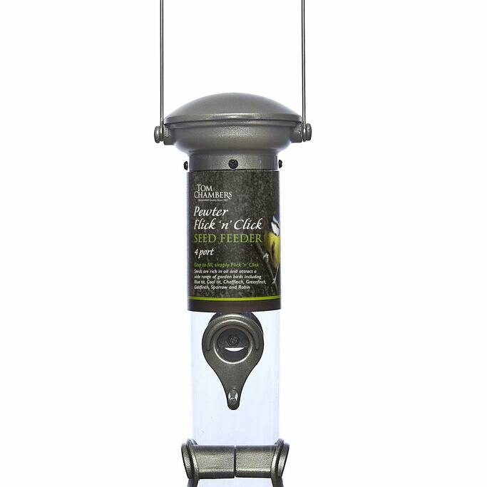 Tom Chambers Pewter Flick 'n' Click Seed Feeder - 4 port CS102