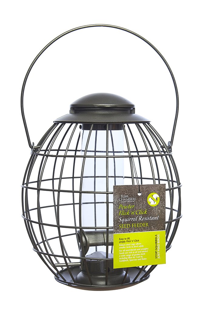 Tom Chambers Pewter Flick 'n' Click Squirrel Resistant Seed Feeder SQ016