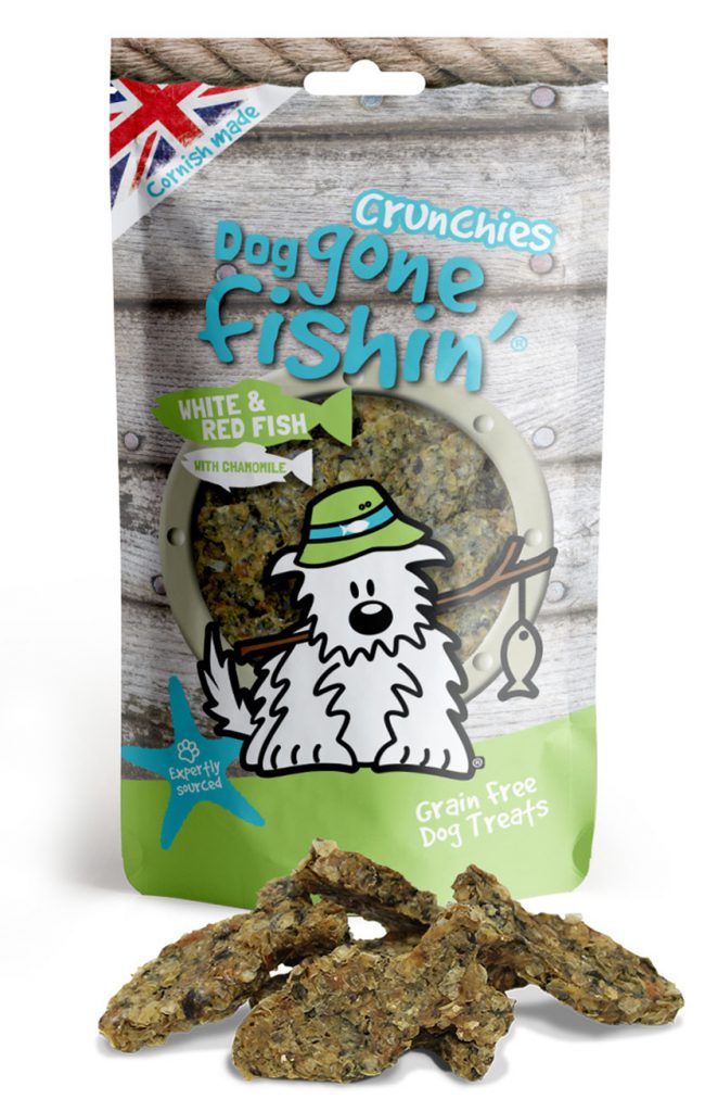 Dog Gone Fishin' White & Red fish with Chamomile Crunchies 75g 