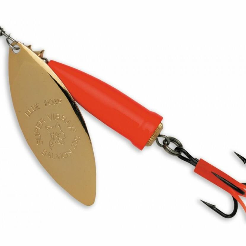 Blue Fox Super Vibrax Salmon Spinner 1-3/16 33g Gold Float Red 