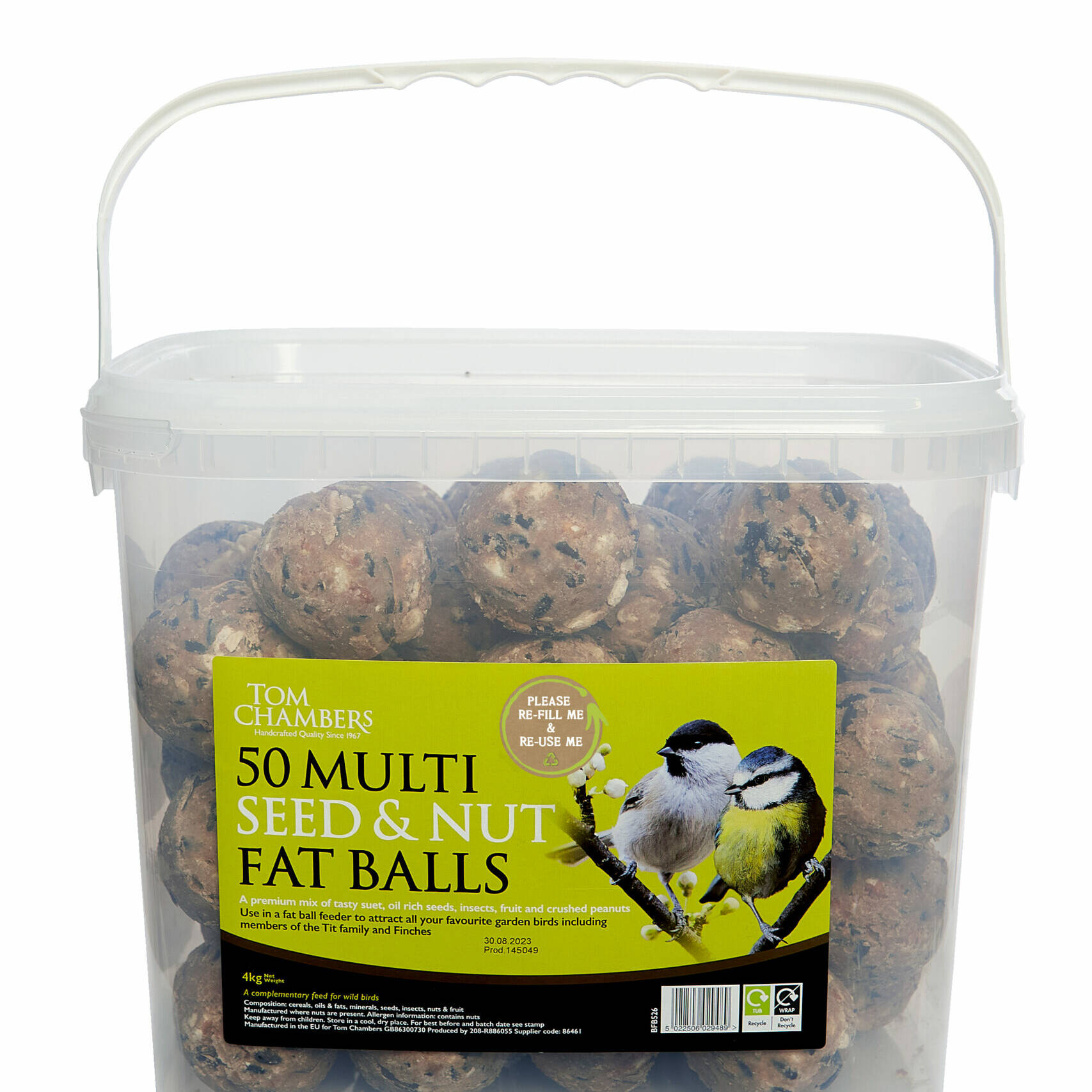 Tom chambers Fat Balls - 50 Tub - Multi Seed & Nut Fat Ball