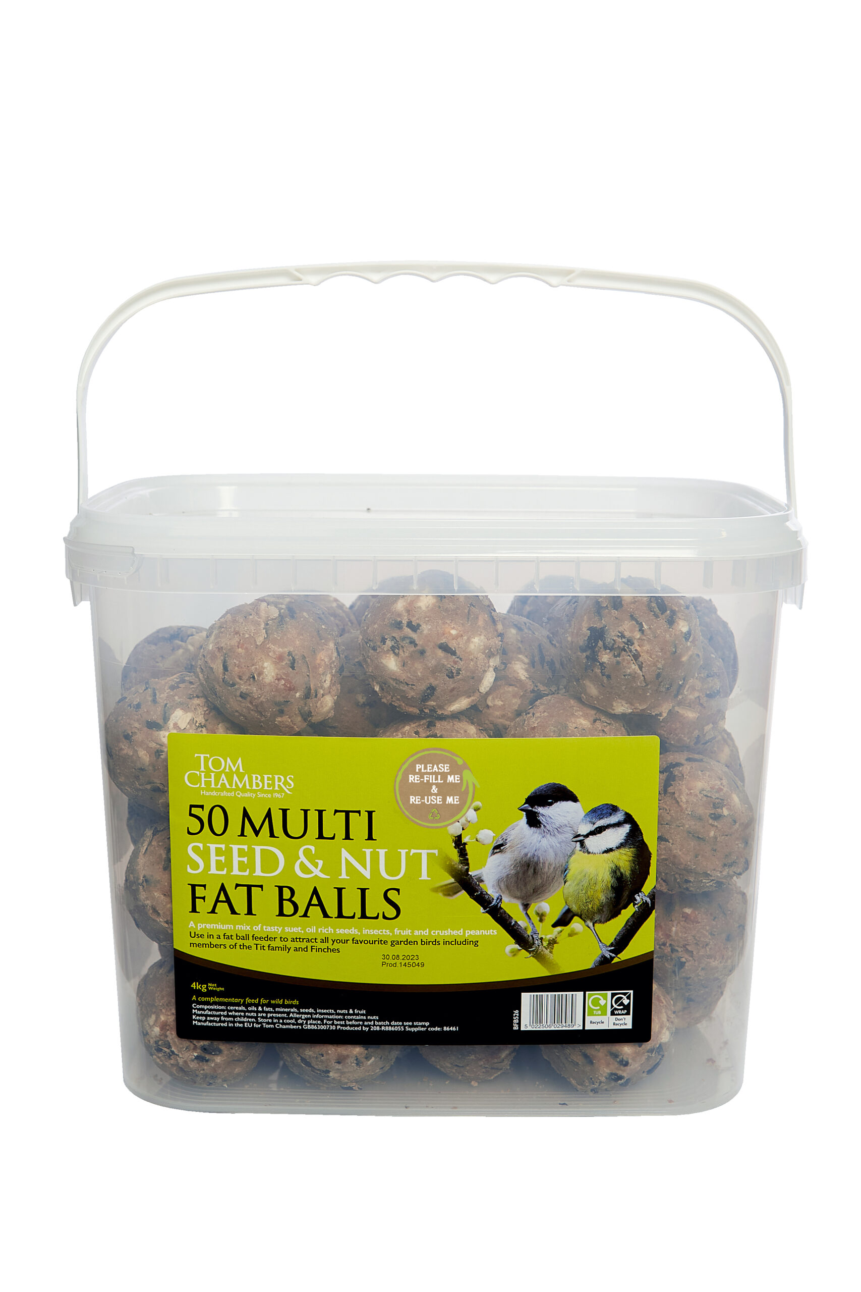 Tom chambers Fat Balls - 50 Tub - Multi Seed & Nut Fat Ball