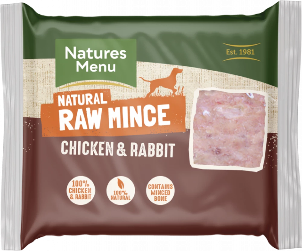 Natures Menu Dog Raw Frozen Minced Meats Chicken & Rabbit 400g