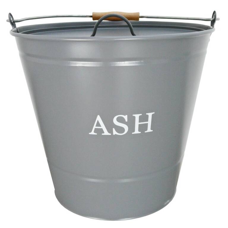 Ash Bucket With Lid - Grey