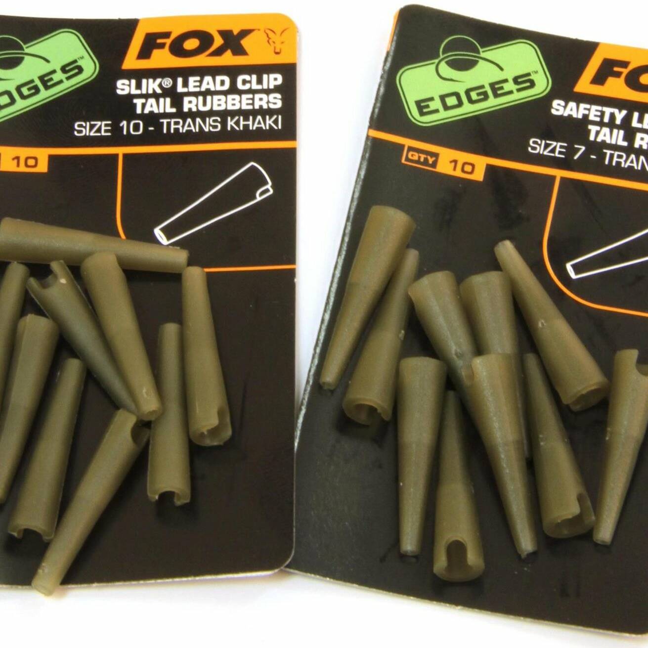 Fox Edges Size 7 Leadclip Tail Rubbers Khaki