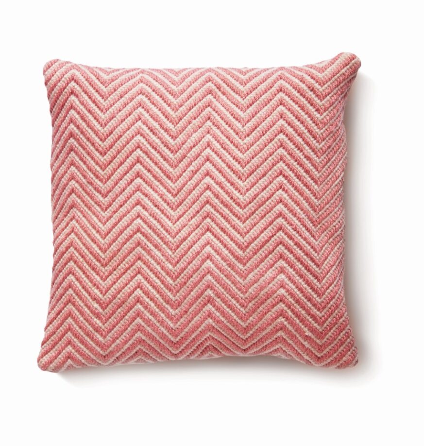 Hug Rug Woven Herringbone Cushion Coral Pink 45x45