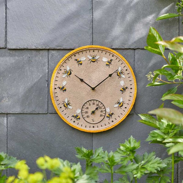 S/G BEEZ WALL CLOCK & THERMOMETER
