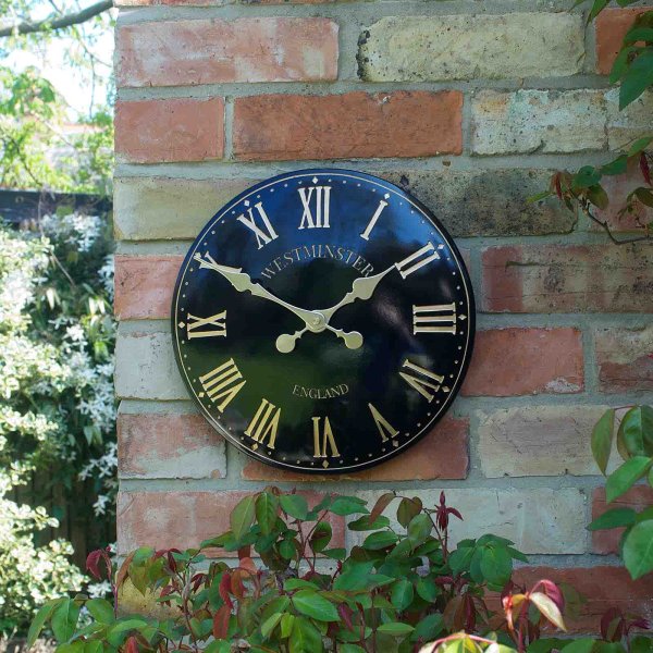 S/G WESTMINSTER TOWER WALL CLOCK – BLACK 12″