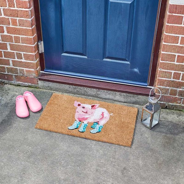 S/G DECOIR MAT 75X45CM - PIG IN WELLIES