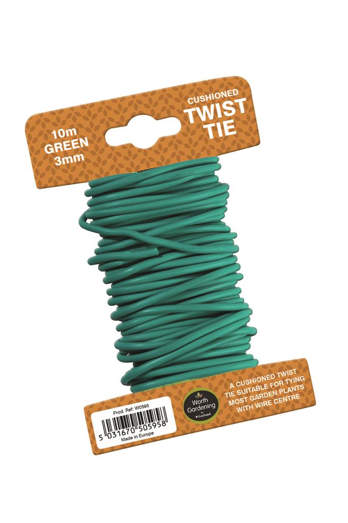 Garland 10m Twist Tie Cushioned 3mm Green