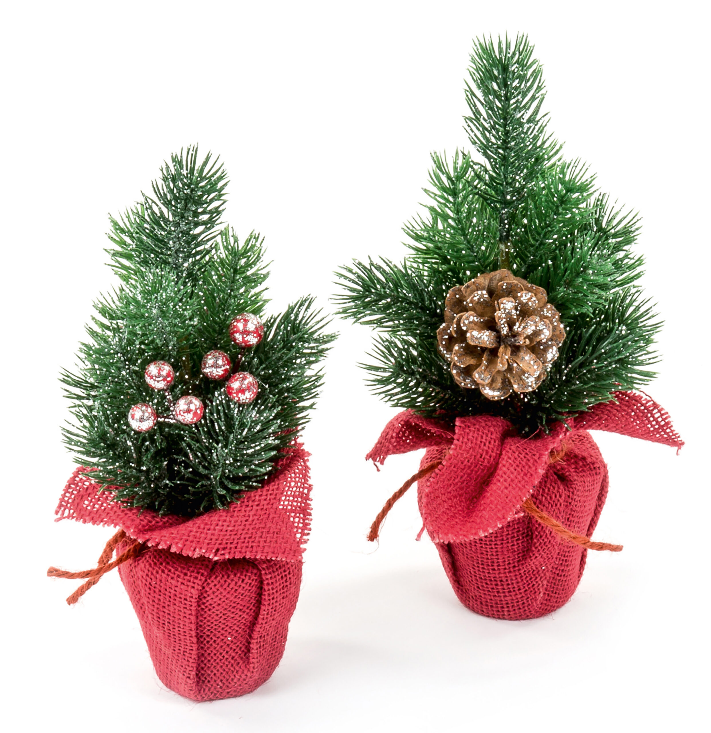 PREMIER 22CM RED BURLAP OR BERRY CONE TABLE TREE