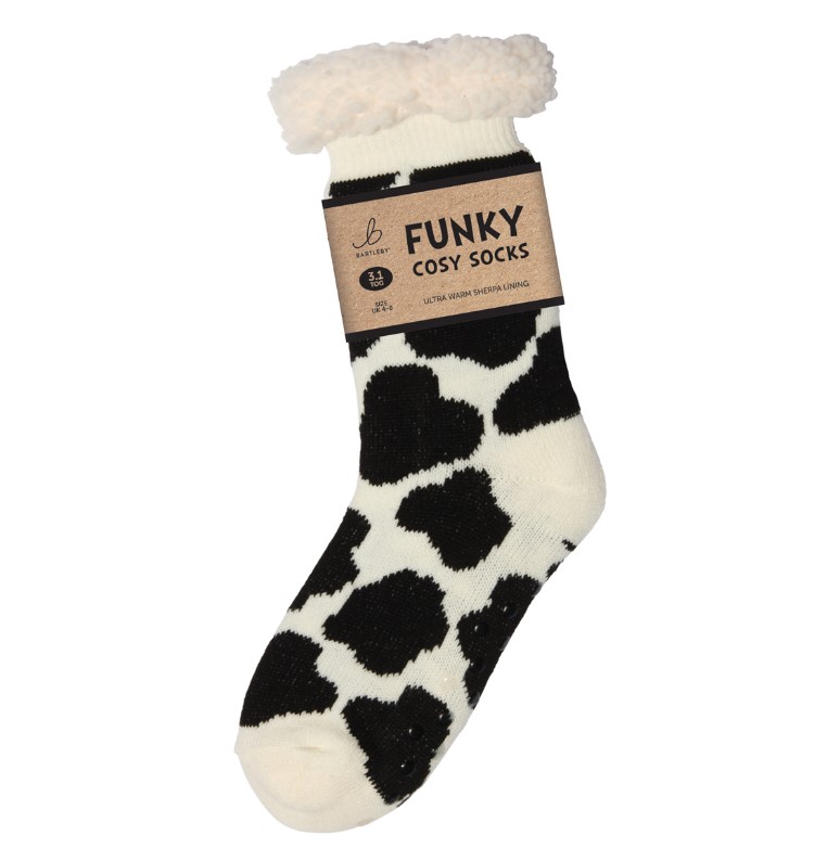 LADIES SHERPA SOCKS - COW PATCH