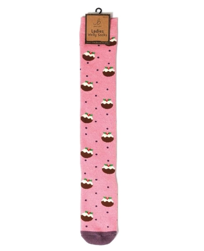LADIES FUNKY WELLY SOCKS - CHRISTMAS PUD