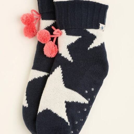 LADIES STAR KNITTED SLIPPER SOCK ONE SIZE