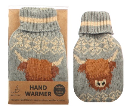 HAND WARMER - KNITTED COVER - HIGHLAND COW