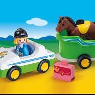 PLAYMOBIL 70181 1.2.3 CAR WITH HORSE TRAILER FOR CHILDREN 18 MONTHS+