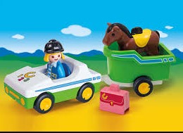 PLAYMOBIL 70181 1.2.3 CAR WITH HORSE TRAILER FOR CHILDREN 18 MONTHS+