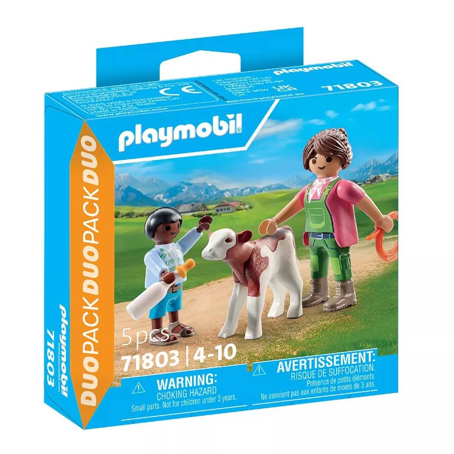 PLAYMOBIL 71803 FARMER AND CALF