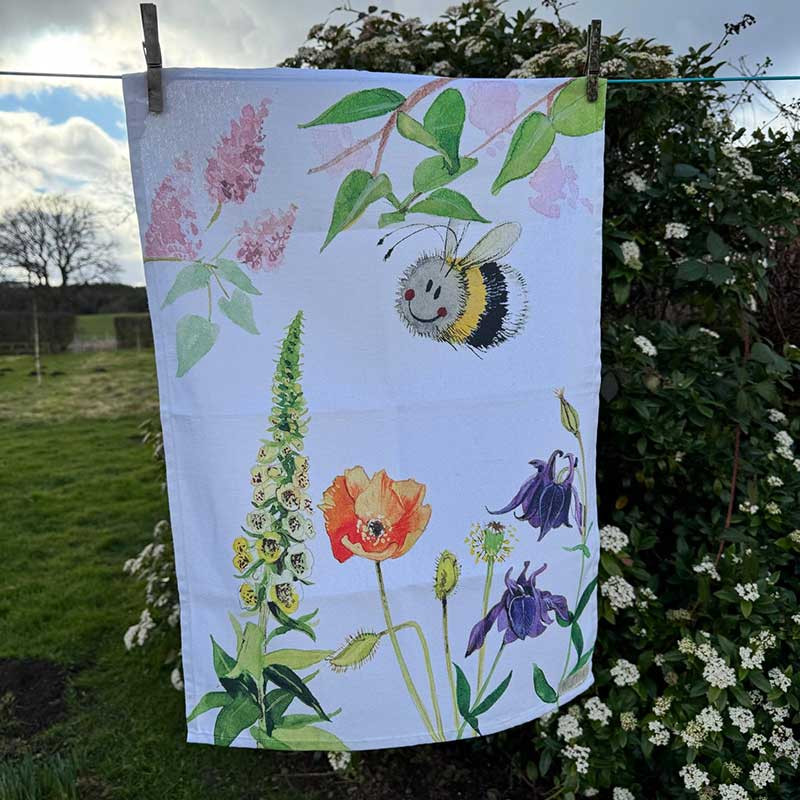 BEE AND FOXGLOVE TEA TOWEL