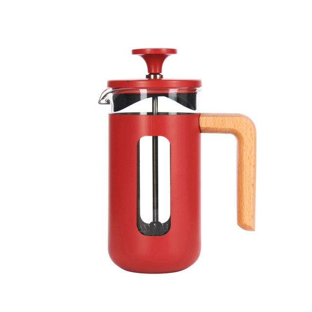 LC PISA 3 CUP CAFETIERE RED WOOD HANDLE