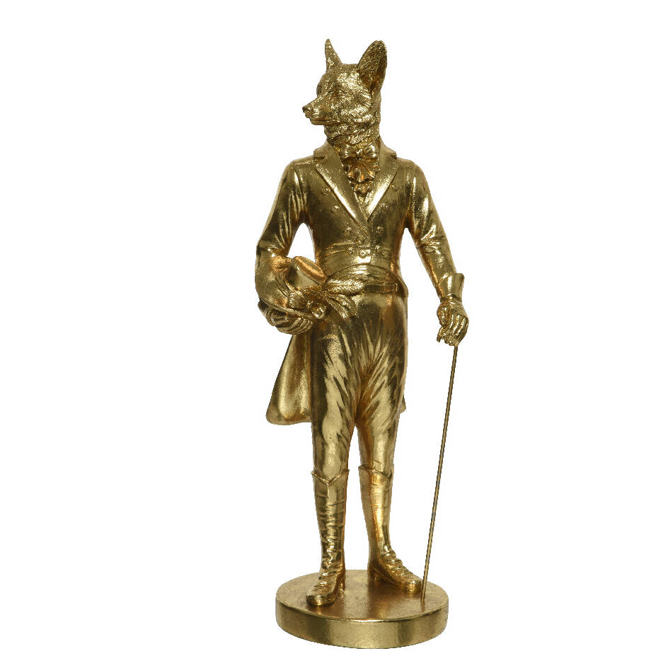 41.5CM FOX WITH SHINY WALKING STICK DECORATION - GOLD