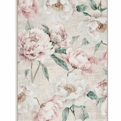 Hug Rug Eco-Washable Blooming Peonies Oyster Pink 75x220