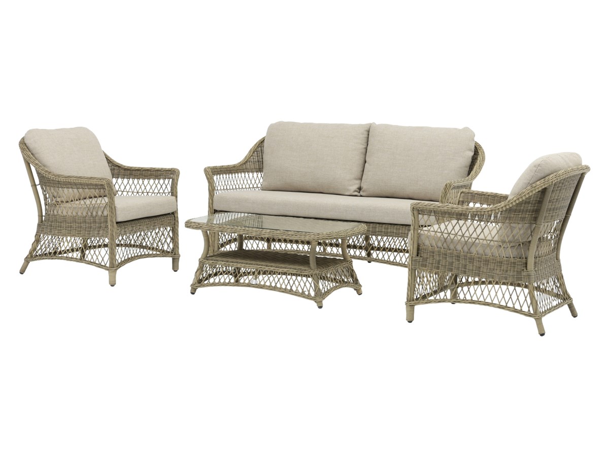 RHS ROSEMOOR 2 SEAT SOFA, 2 ARMCHAIRS & TABLE