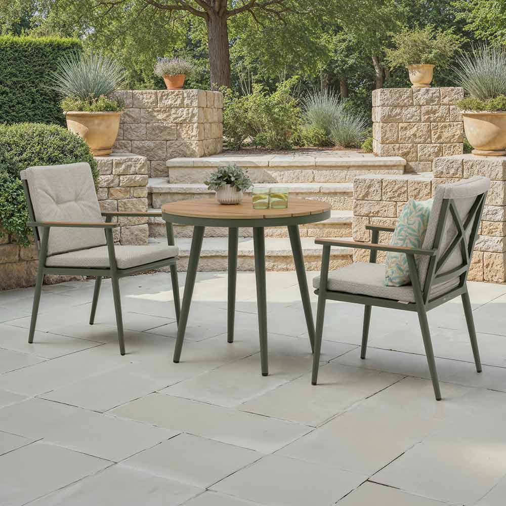 RSH WISLEY 80CM ROUND TABLE WITH 2X ARMCHAIRS - SAGE