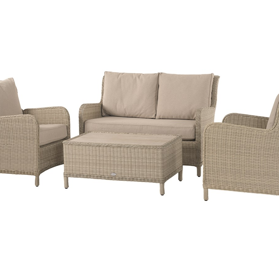PENZANCE 2 SEAT SOFA, 2X ARMCHAIRS & COFFEE TABLE - SANDSTONE